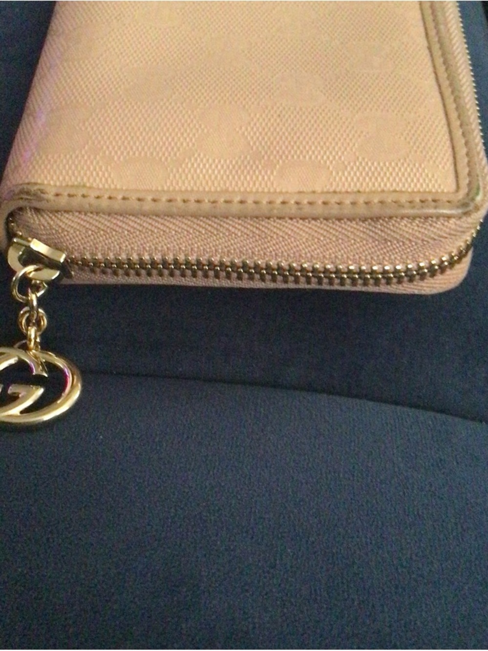 Gucci Blush Zip-Around Card Wallet with GG Charm
